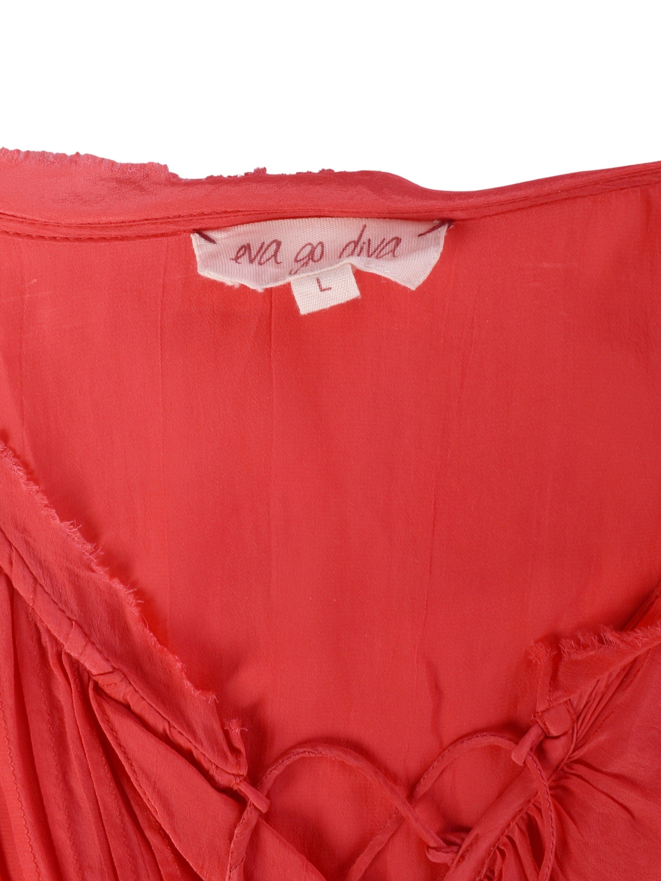 Eva go Diva Bluse - L / Rød / Kvinde - SassyLAB Secondhand
