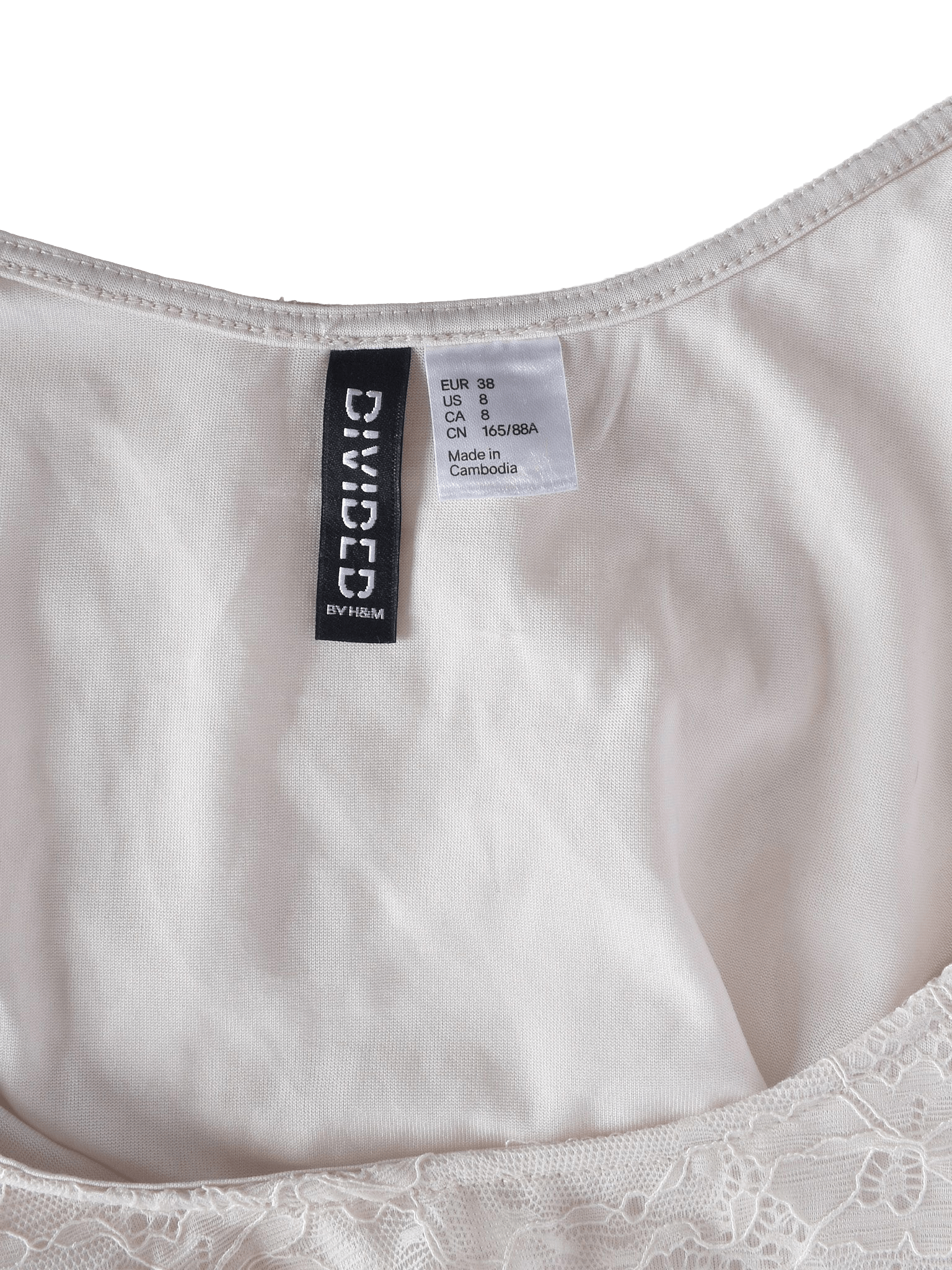 H&M Divided T-Shirt - 38 / Hvid / Kvinde - SassyLAB Secondhand